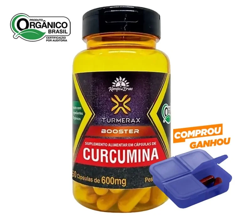 turmerax booster curcuma capsulas de curcumina com pimenta preta organicas 60caps 600mg kampo de ervas